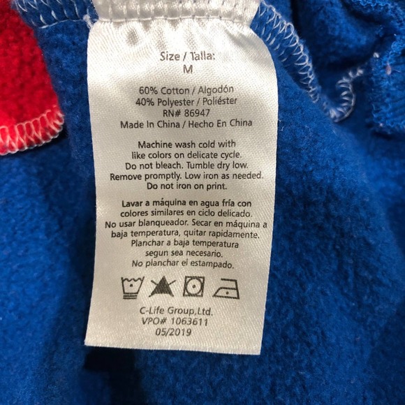 Pac-Man Sweatshirt Hoodie Red Blue Yellow Color Block Medium - Picture 8 of 8